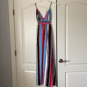 Striped v-neck maxi dress
